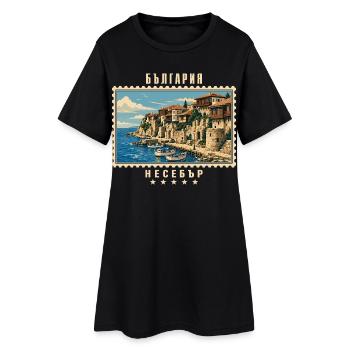 Bulgarien Nessebar Vintage Reisemarke - Frauen T-Shirt-Kleid - Schwarz - Vorne
