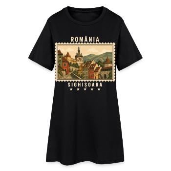 Rumänien Sighișoara Vintage Reisemarke - Frauen T-Shirt-Kleid - Schwarz - Vorne
