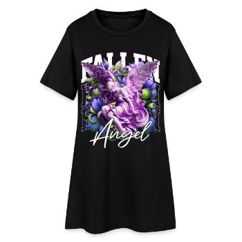 Fallen Angel: Purple Floral Statue - Women’s T-Shirt Dress - black - Front