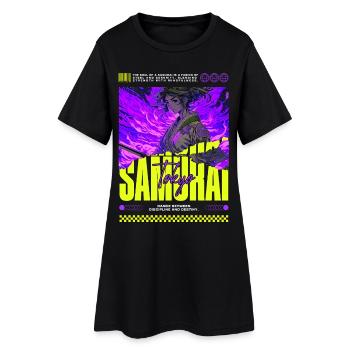 Tokyo Samurai Girl: Purple Flame Aesthetics - Women’s T-Shirt Dress - black - Front