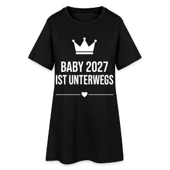 Baby 2027 Ist Unterwegs Krone - Frauen T-Shirt-Kleid - Schwarz - Vorne