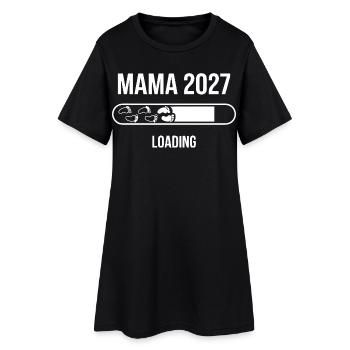 Mama 2027 Loading Babyfüße - Frauen T-Shirt-Kleid - Schwarz - Vorne
