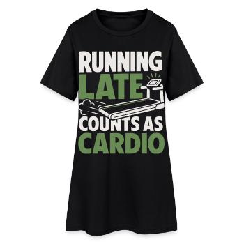 Courir tard compte comme un tapis de course cardio - Robe T-shirt Femme - noir - Devant