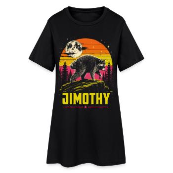 Vintage Waschbär Jimothy Vollmondsonnenuntergang - Frauen T-Shirt-Kleid - Schwarz - Vorne