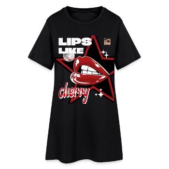 Lips Shirt – Y2K shirt, vintage look, aesthetic - Women’s T-Shirt Dress - black - Front