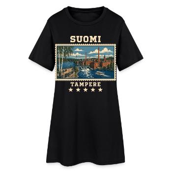 Finnland Tampere Vintage Reisemarke - Frauen T-Shirt-Kleid - Schwarz - Vorne