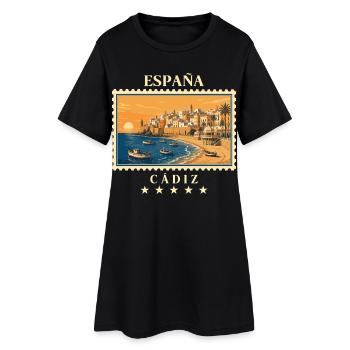 Spanien Cádiz Vintage Reisemarke - Frauen T-Shirt-Kleid - Schwarz - Vorne