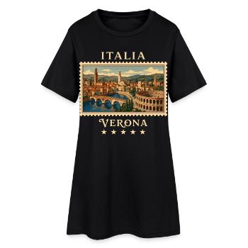 Italien Verona Vintage Reisemarke - Frauen T-Shirt-Kleid - Schwarz - Vorne
