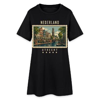 Niederlande Utrecht Vintage Reisemarke - Frauen T-Shirt-Kleid - Schwarz - Vorne