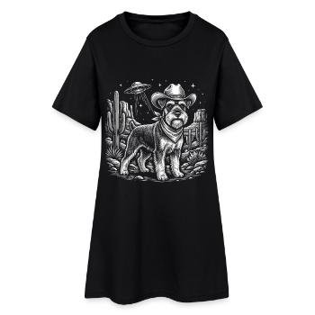 Cowboy Schnauzer UFO Alien Dog Humor - Women’s T-Shirt Dress - black - Front