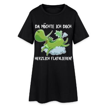Flatulierendes Einhorn – Lustiger Spruch - Frauen T-Shirt-Kleid - Schwarz - Vorne