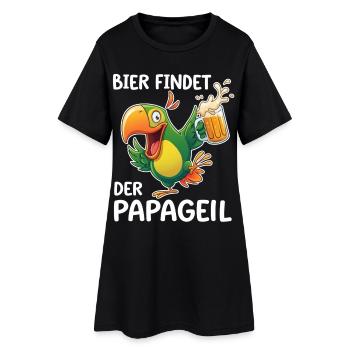 Bier findet der Papa geil – Papagei Shirt - Frauen T-Shirt-Kleid - Schwarz - Vorne