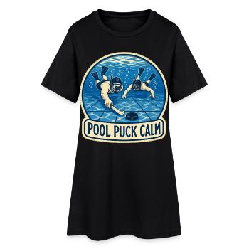 POOL PUCK CALM - Frauen T-Shirt-Kleid - Schwarz - Vorne