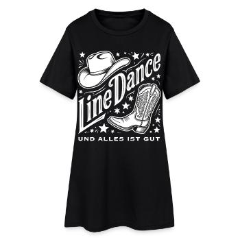 Line Dance und alles ist gut - Frauen T-Shirt-Kleid - Schwarz - Vorne