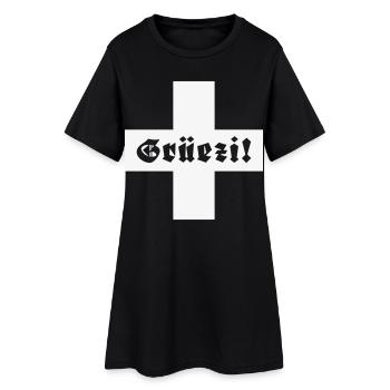 Grüezi (Switzerland / Fraktur / Swiss flag) - Women’s T-Shirt Dress - black - Front