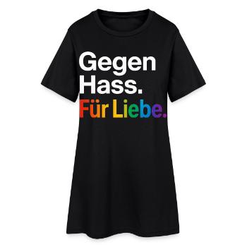 Regenbogen Liebe Statement Spruch Shirt CSD - Frauen T-Shirt-Kleid - Schwarz - Vorne