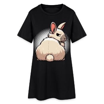Rabbit Bunny Bunny Long Eared Thumper Ram - Women’s T-Shirt Dress - black - Front