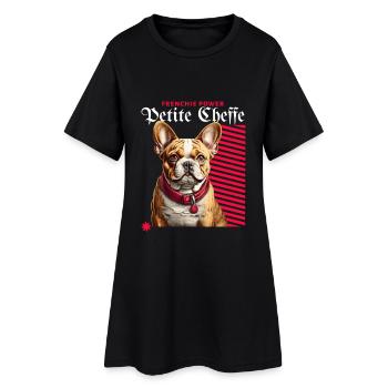 Petite Cheffe Frenchie Power - Frauen T-Shirt-Kleid - Schwarz - Vorne