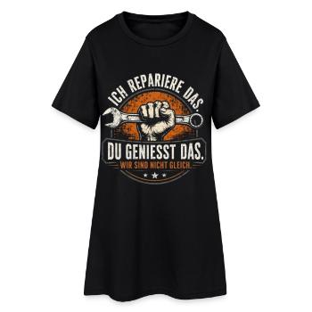 Ich repariere das – Handwerker Vintage - Frauen T-Shirt-Kleid - Schwarz - Vorne