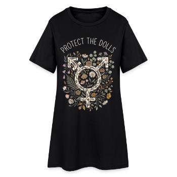 Protect The Dolls Peace Blumen - Frauen T-Shirt-Kleid - Schwarz - Vorne