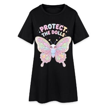 Protect The Dolls Schmetterling - Frauen T-Shirt-Kleid - Schwarz - Vorne