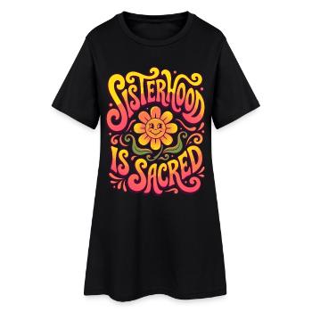 Sisterhood Is Sacred Retro Blume - Frauen T-Shirt-Kleid - Schwarz - Vorne