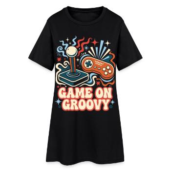 Game On Groovy Retro Gaming - Women’s T-Shirt Dress - black - Front