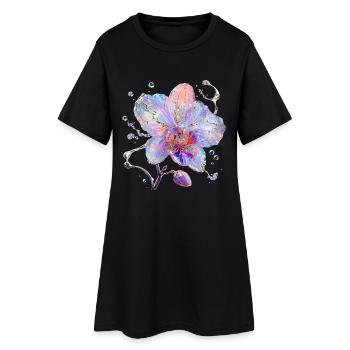 Iridescent orchid in water shards - Women’s T-Shirt Dress - black - Front