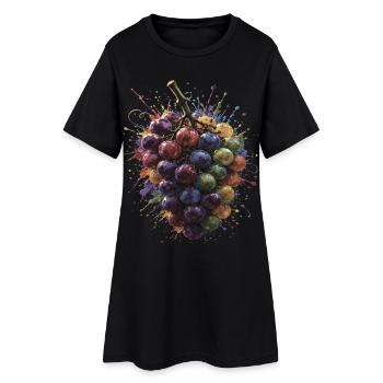 Mehrfarbige Grape Busch-Splash-Art - Frauen T-Shirt-Kleid - Schwarz - Vorne
