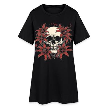 Red Lily Skull Blossom - Women’s T-Shirt Dress - black - Front