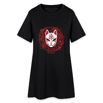 Kitsune Rot Maskenkunst Higanbana - Frauen T-Shirt-Kleid - Schwarz - Vorne
