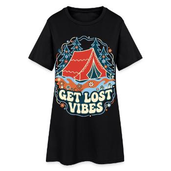 Get Lost Vibes Retro Camping - Women’s T-Shirt Dress - black - Front
