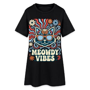 Meowdy Vibes Retro Cat - Women’s T-Shirt Dress - black - Front