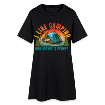 I LIKE CAMPING AND MAYBE 3 PEOPLE - Women’s T-Shirt Dress - black - Front