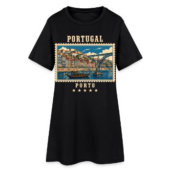 Portugal Porto Vintage Reisemarke - Frauen T-Shirt-Kleid - Schwarz - Vorne
