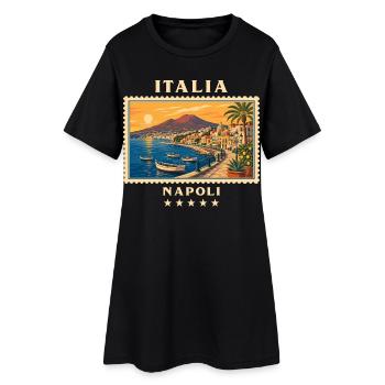 Italien Neapel Vintage Reisemarke - Frauen T-Shirt-Kleid - Schwarz - Vorne