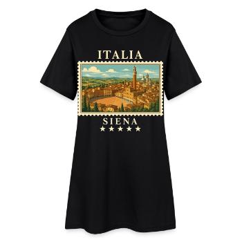 Italien Siena Vintage Reisemarke - Frauen T-Shirt-Kleid - Schwarz - Vorne