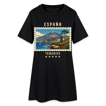 Spanien Teneriffa Vintage Reisemarke - Frauen T-Shirt-Kleid - Schwarz - Vorne