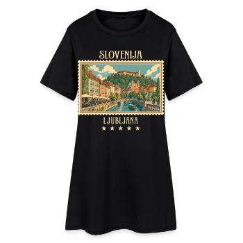 Slowenien Ljubljana Vintage Reisemarke - Frauen T-Shirt-Kleid - Schwarz - Vorne