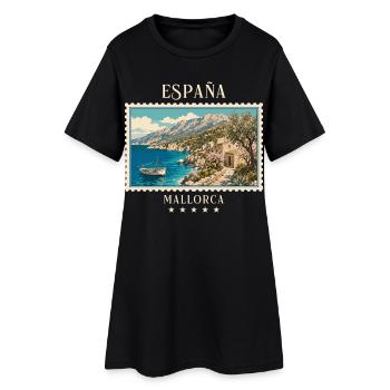 Spanien Mallorca Vintage Reisemarke - Frauen T-Shirt-Kleid - Schwarz - Vorne