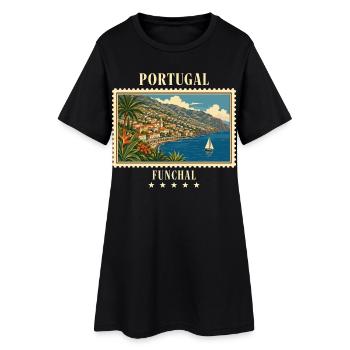 Portugal Funchal Vintage Travel Brand - Women’s T-Shirt Dress - black - Front