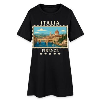 Italien Florenz Vintage Reisemarke - Frauen T-Shirt-Kleid - Schwarz - Vorne
