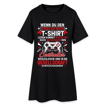 Controller Gamer Spruch Zocker - Frauen T-Shirt-Kleid - Schwarz - Vorne