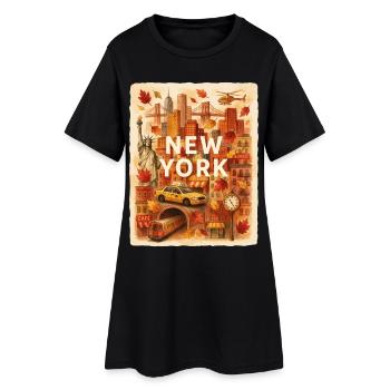 Autumn New York City Sketch - Women’s T-Shirt Dress - black - Front