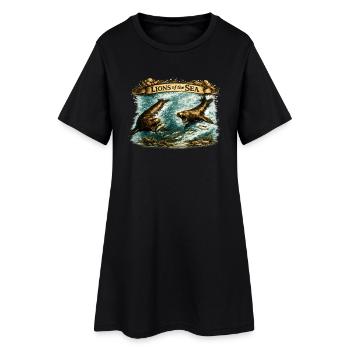 Lions of the Sea – Vintage Sea Lion Wildlife - Women’s T-Shirt Dress - black - Front