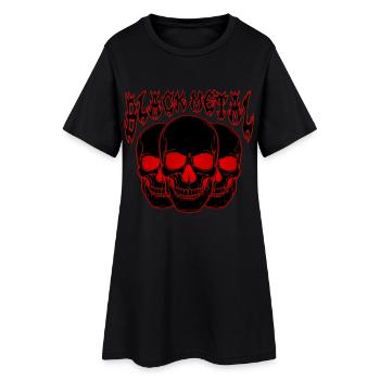 Dreifacher Totenkopf Gothic - Frauen T-Shirt-Kleid - Schwarz - Vorne