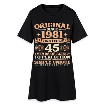 Year of construction 1981 Birthday 45 years vintage - Women’s T-Shirt Dress - black - Front