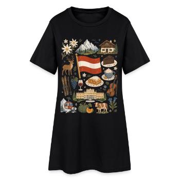 Österreich | Alpen, Genuss & Heimatgefühl - Frauen T-Shirt-Kleid - Schwarz - Vorne