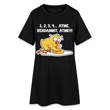 Küken rettet Spiegelei – Atme Spruch - Frauen T-Shirt-Kleid - Schwarz - Vorne