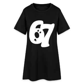 six seven | Zahlenduo 6 und 7 | fragendes Gesicht - Frauen T-Shirt-Kleid - Schwarz - Vorne